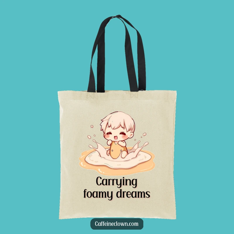 Funny Latte Art Splash Tote Bag - Playful Character Coffee Accessory Gift