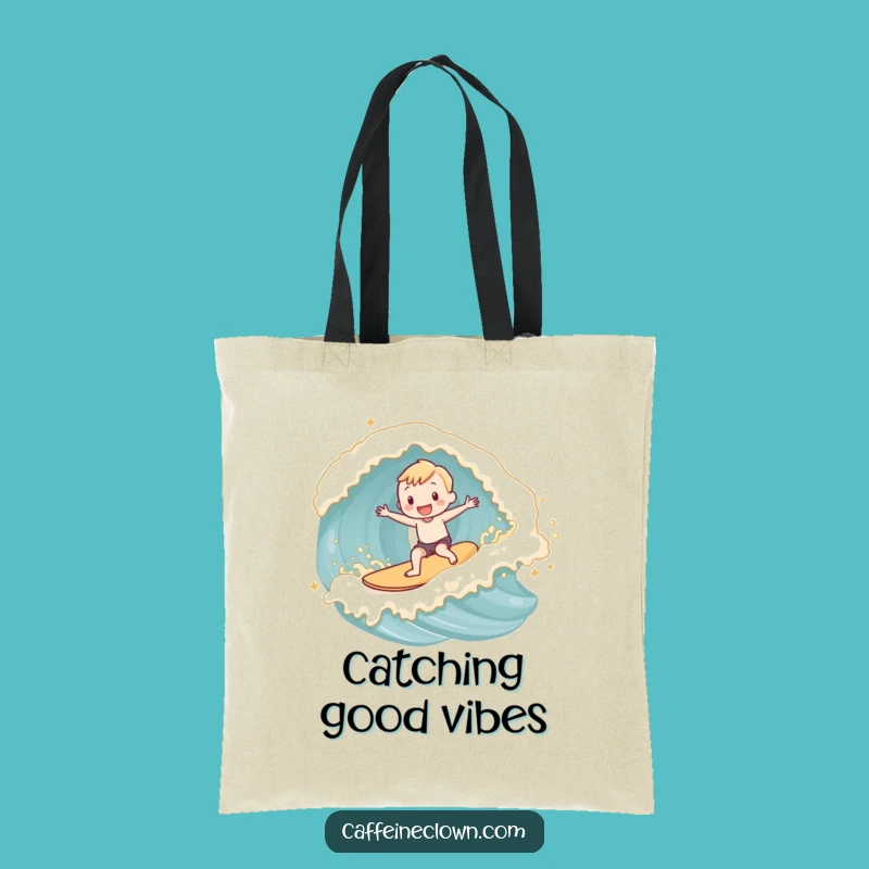 Funny Latte Foam Surfer Tote: Carry Your Joyful Ride